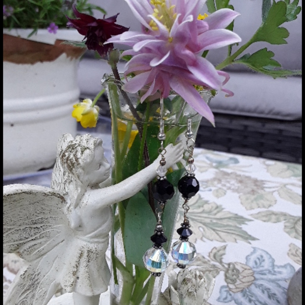 Sterling and Swarovski chrystal earrings.